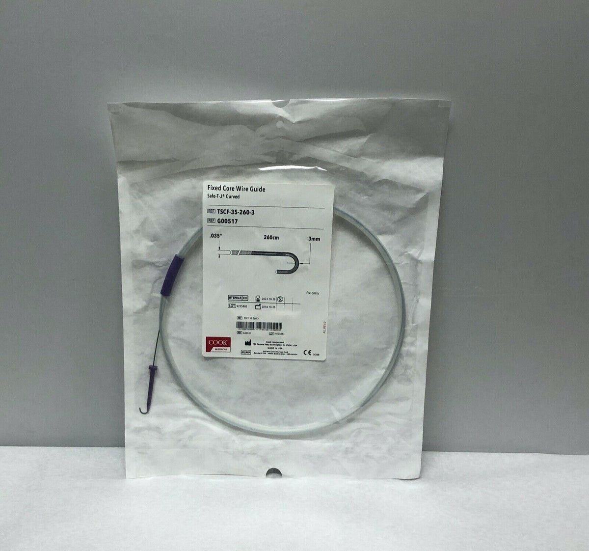 Cook Medical Fixed Core Wire Guide Safe-T-J Curved G00517 | CEDESP-112 ...