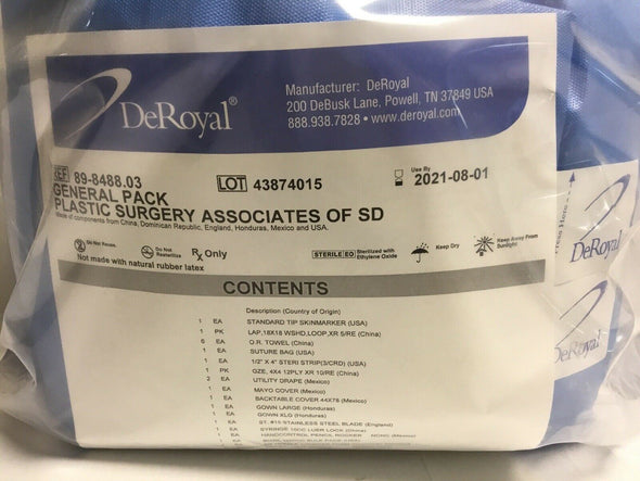 DeRoyal General Pack: Plastic Surgery Associates Of SD (51KMD)
