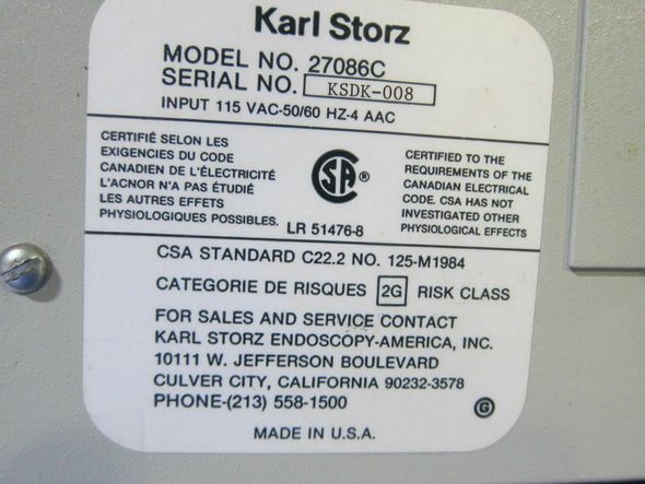 Karl Storz Ultrasonic Lithotrite 27086C - Surgical Generator (NY115U)