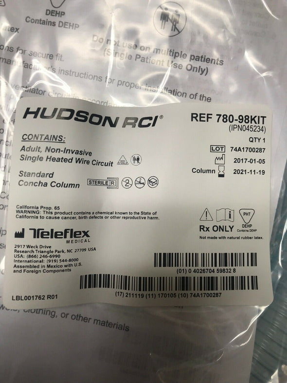 Hudson RCI Breathing Circuit with Column, Exp. 11/19/2021 (593KMD)