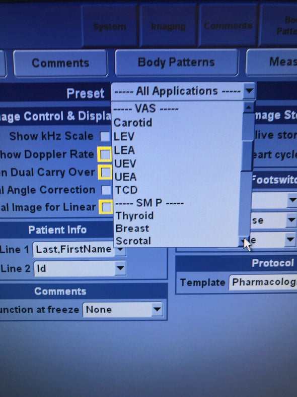 GE Vivid E Color Doppler Ultrasound Scanner, CW Two probes Cardiac and Linear