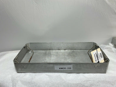 Large 21" L x 10" W x 3" H Metal Sterilization Tray with Handles | KMCE-235