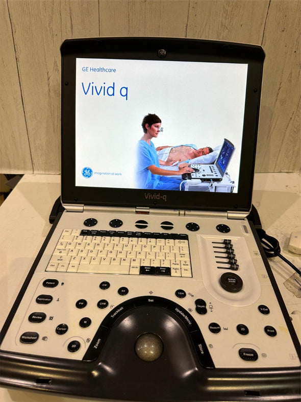 GE VIVID Q PORTABLE ULTRASOUND MACHINE WITH CARDIAC PROBE M4S-RS BT12